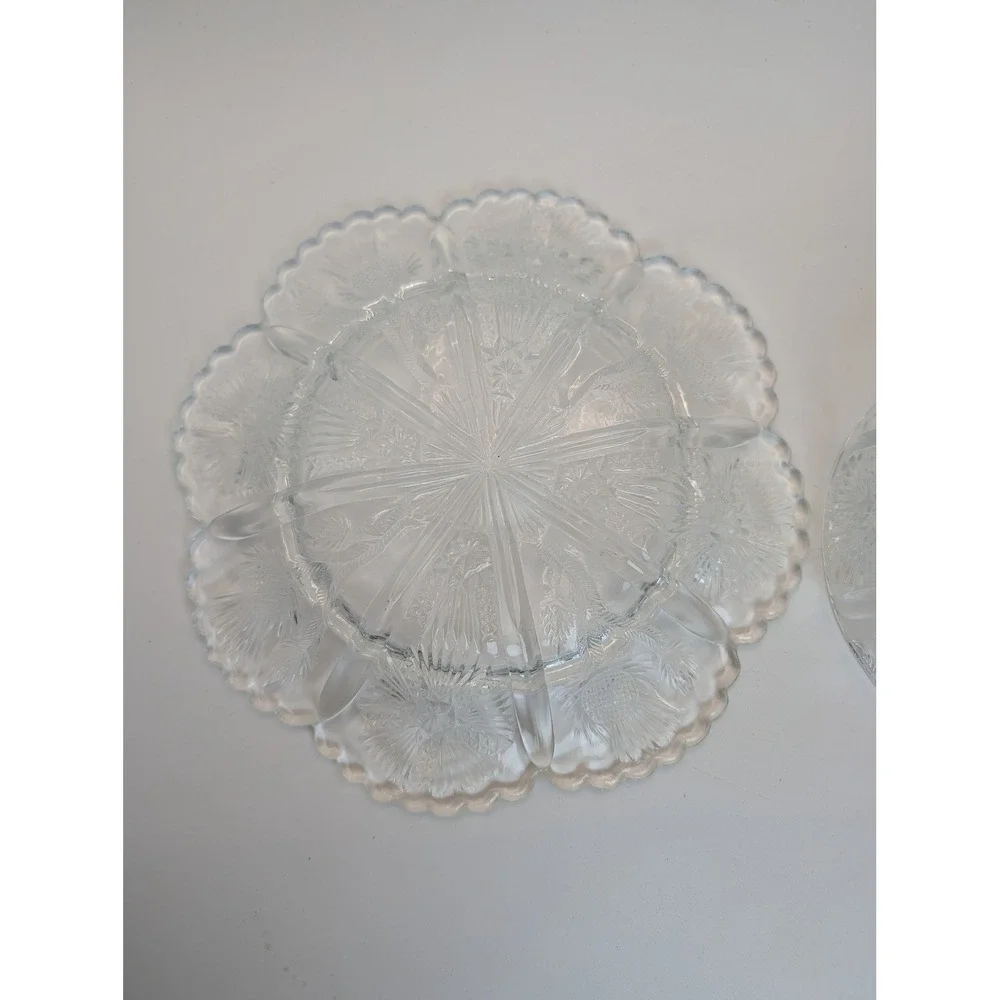 Vtg Clear Pressed Glass Higbee Thistle Starburst Domed Cheese Butter Dish 7.5in